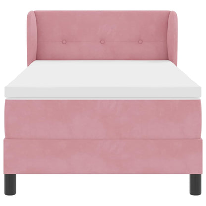 Letto a molle con materasso Rosa 100 x 200 cm Velluto