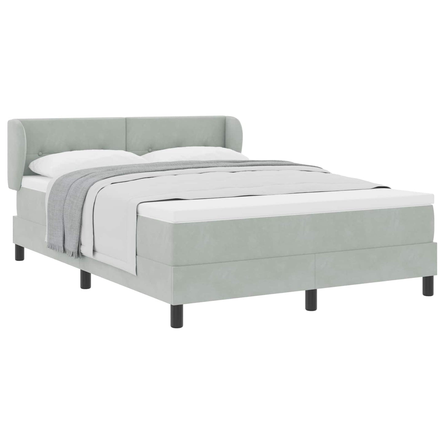 Letto a molle con testiera Grigio chiaro 140 x 190 cm Velluto | homemem39