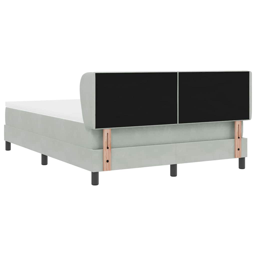 Letto a molle con testiera Grigio chiaro 140 x 190 cm Velluto | homemem39