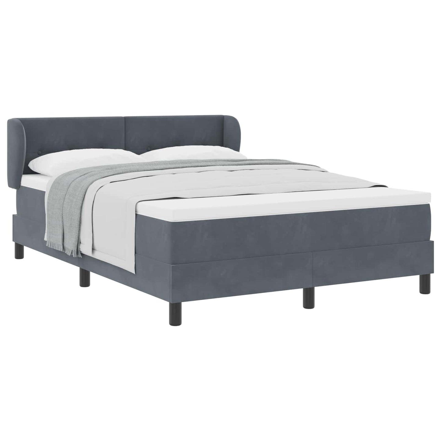 Letto a molle con testiera Grigio scuro 140 x 190 cm Velluto | homemem39