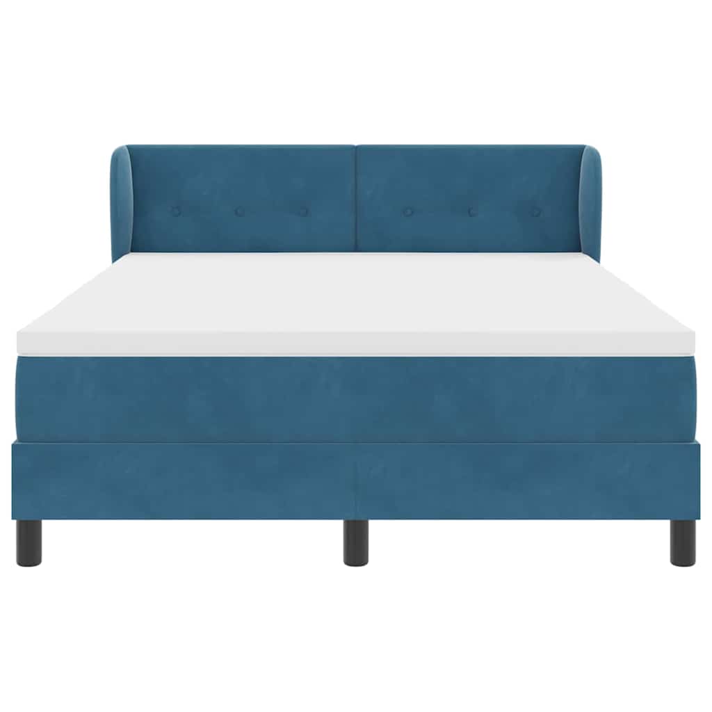 Letto a molle con testiera Blu scuro 140 x 190 cm Velluto | homemem39