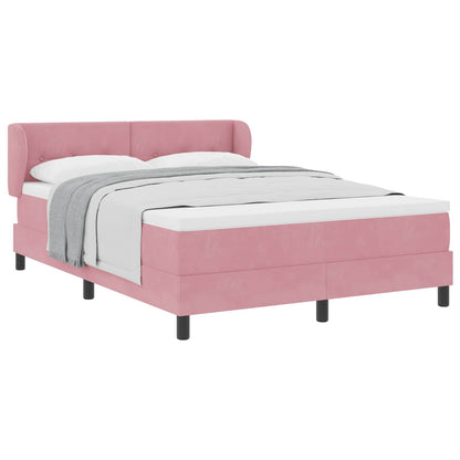 Letto a molle con testiera Rosa 140 x 190 cm Velluto | homemem39