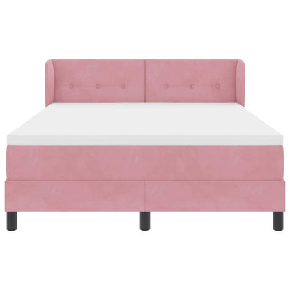 Letto a molle con testiera Rosa 140 x 190 cm Velluto | homemem39