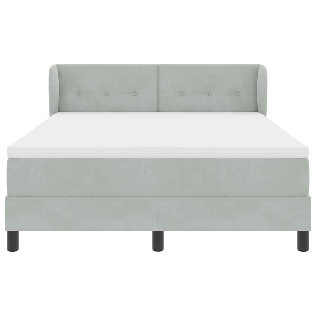 Letto a molle con testiera Grigio chiaro 140 x 200 cm Velluto | homemem39