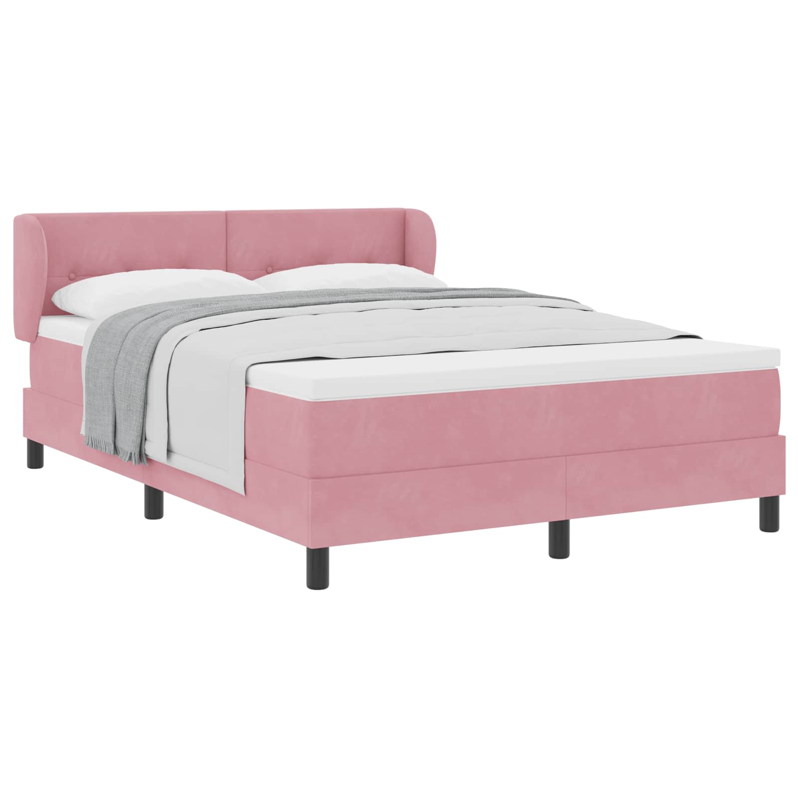Letto a molle con testiera Rosa 140 x 200 cm Velluto | homemem39