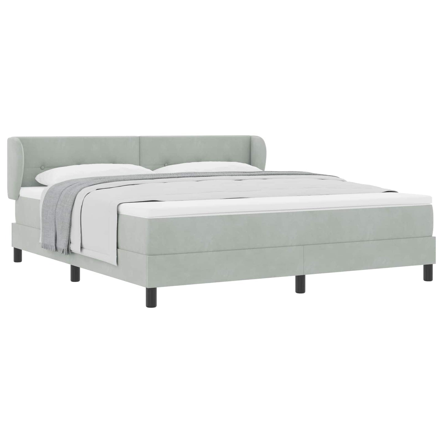 Letto a molle con testiera Grigio chiaro 180 x 200 cm Velluto | homemem39