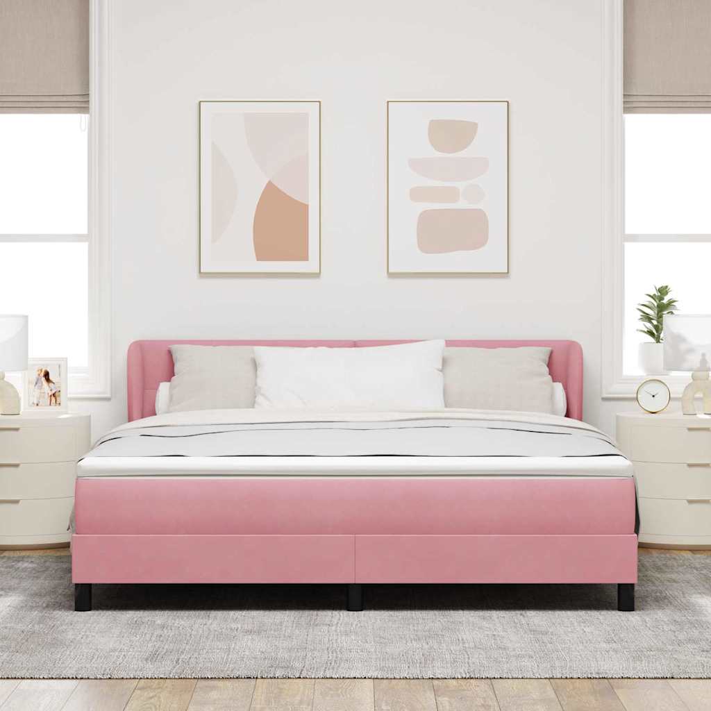 Letto a molle con testiera Rosa 180 x 200 cm Velluto | homemem39