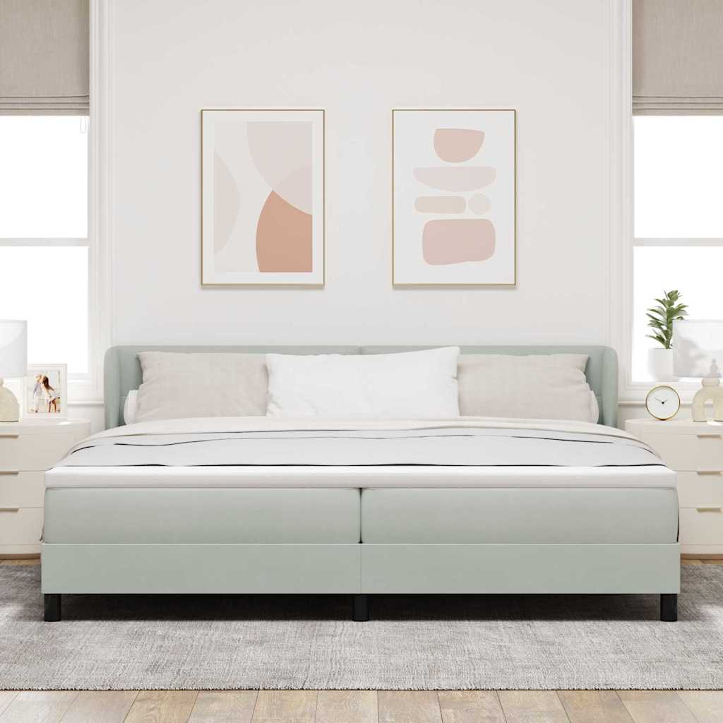 Letto a molle con testiera Grigio chiaro 200 x 200 cm Velluto | homemem39