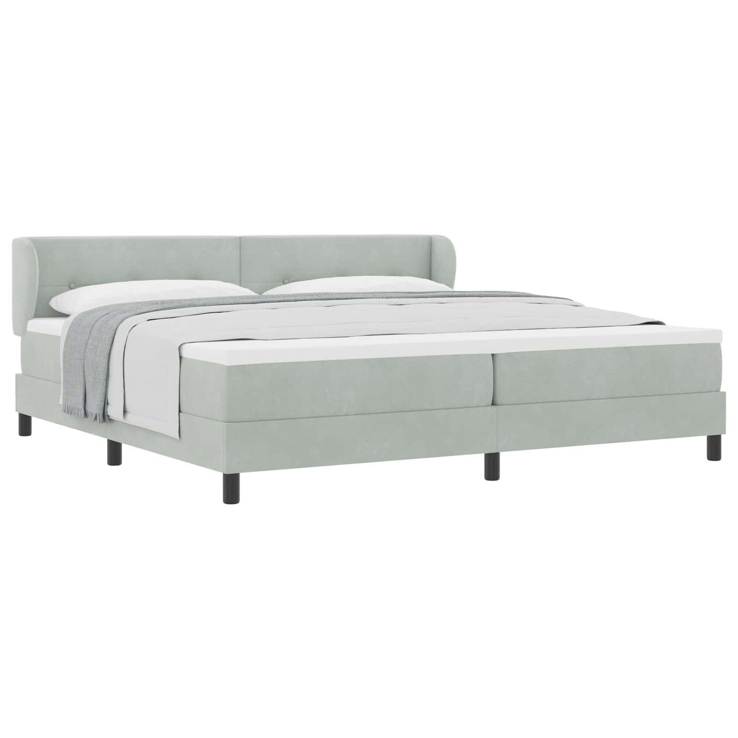 Letto a molle con testiera Grigio chiaro 200 x 200 cm Velluto | homemem39