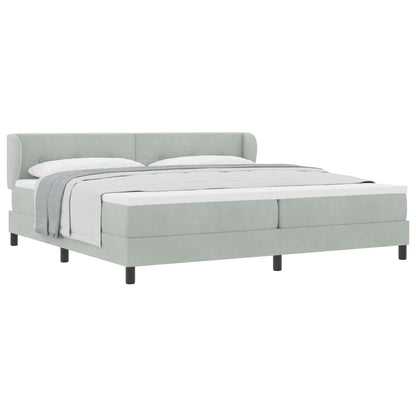 Letto a molle con testiera Grigio chiaro 200 x 200 cm Velluto | homemem39