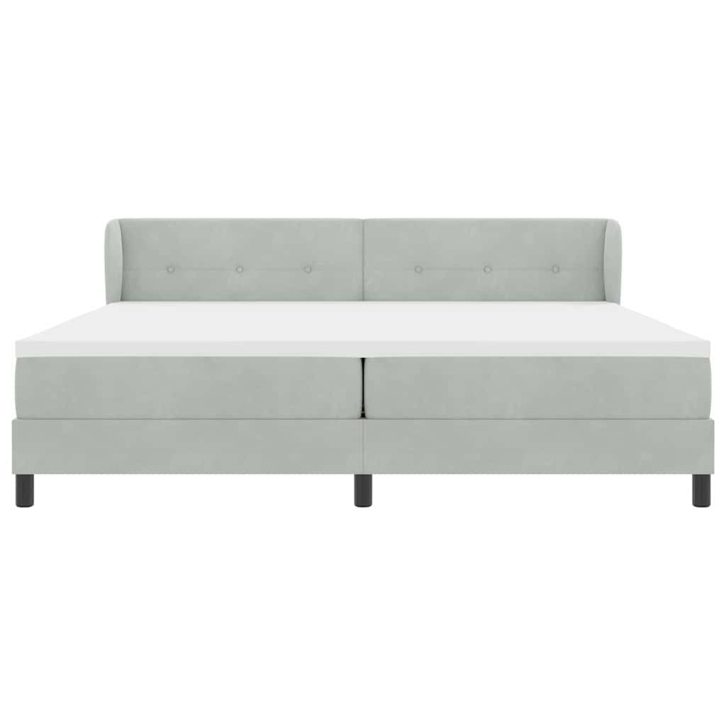 Letto a molle con testiera Grigio chiaro 200 x 200 cm Velluto | homemem39
