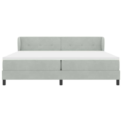 Letto a molle con testiera Grigio chiaro 200 x 200 cm Velluto | homemem39