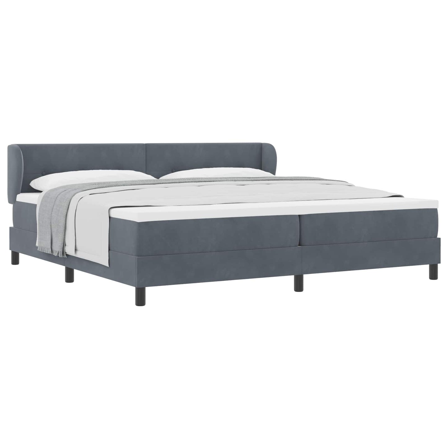 Letto a molle con testiera Grigio scuro 200 x 200 cm Velluto | homemem39