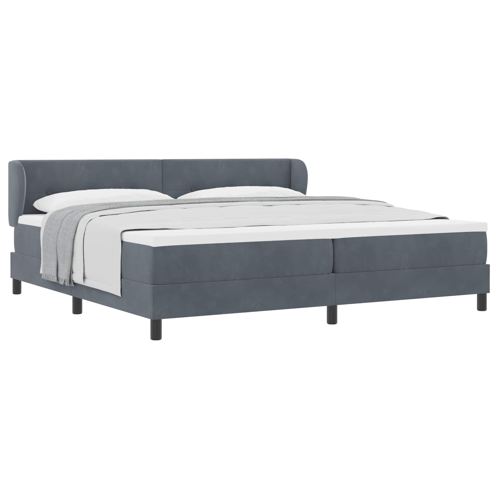 Letto a molle con testiera Grigio scuro 200 x 200 cm Velluto | homemem39