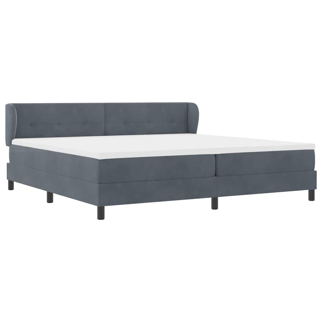 Letto a molle con testiera Grigio scuro 200 x 200 cm Velluto | homemem39