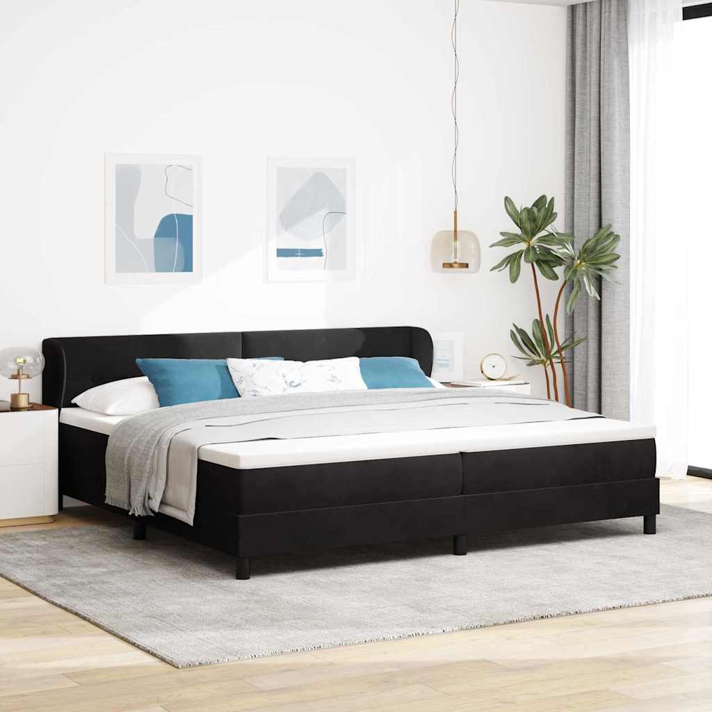 Letto a molle con testiera Nero 200 x 200 cm Velluto | homemem39