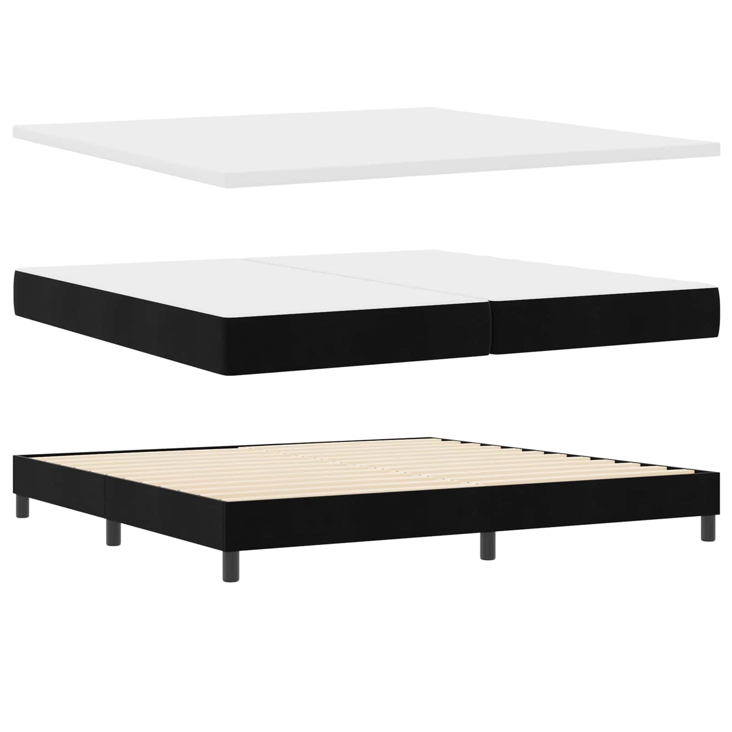 Letto a molle con testiera Nero 200 x 200 cm Velluto | homemem39