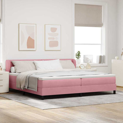 Letto a molle con testiera Rosa 200 x 200 cm Velluto | homemem39