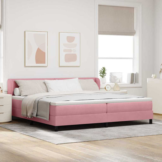 Letto a molle con testiera Rosa 200 x 200 cm Velluto | homemem39