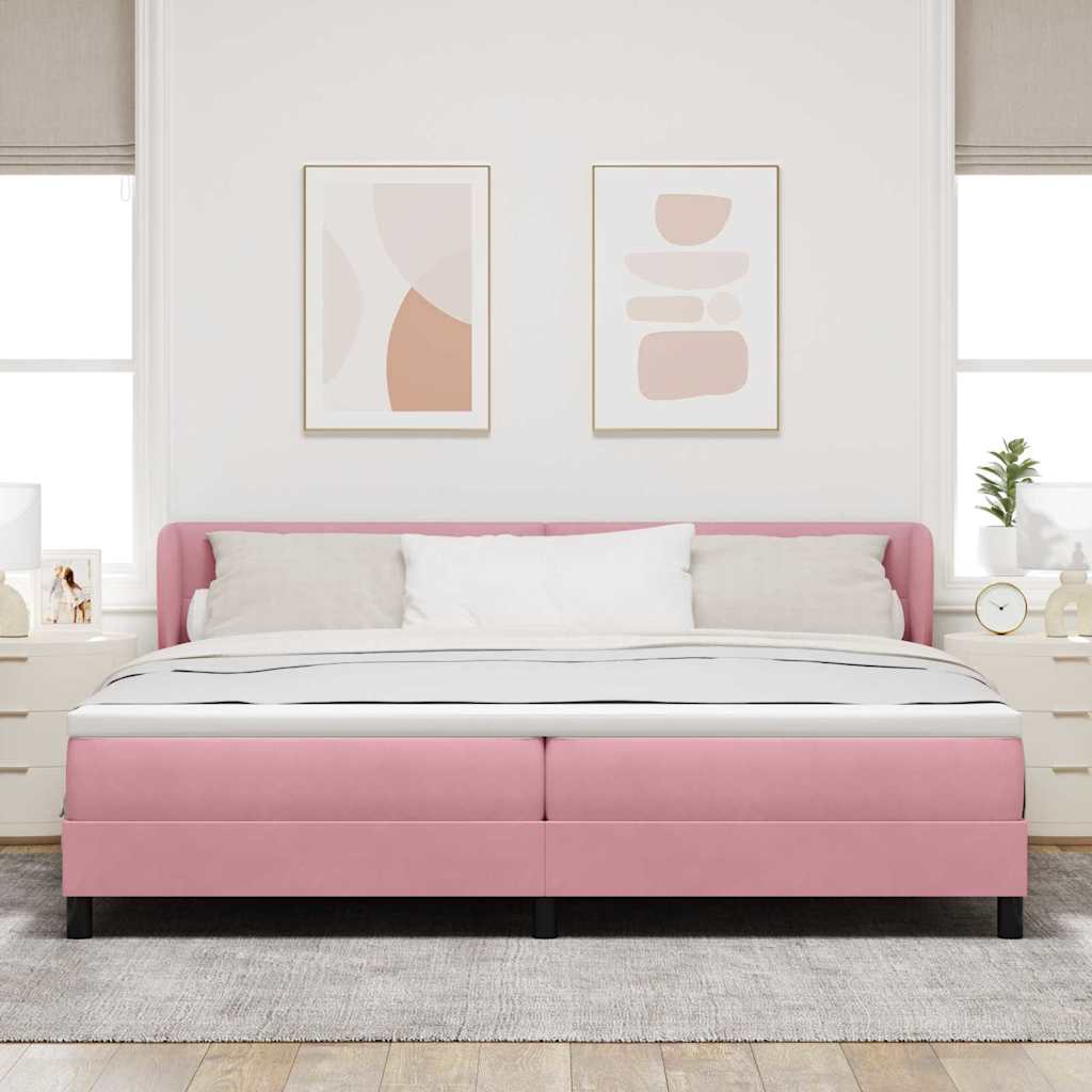 Letto a molle con testiera Rosa 200 x 200 cm Velluto | homemem39