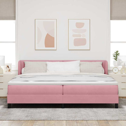 Letto a molle con testiera Rosa 200 x 200 cm Velluto | homemem39