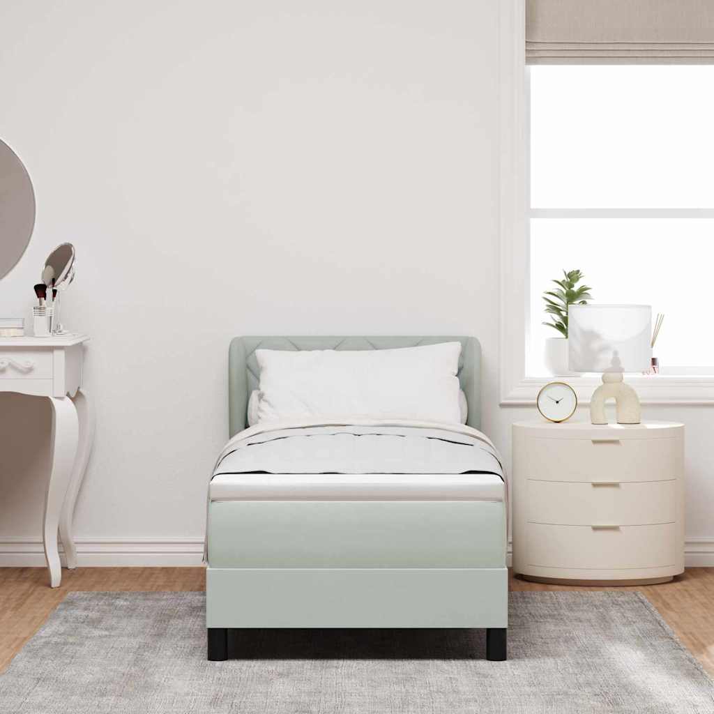 Letto a molle con testiera Grigio chiaro 80 x 200 cm Velluto
