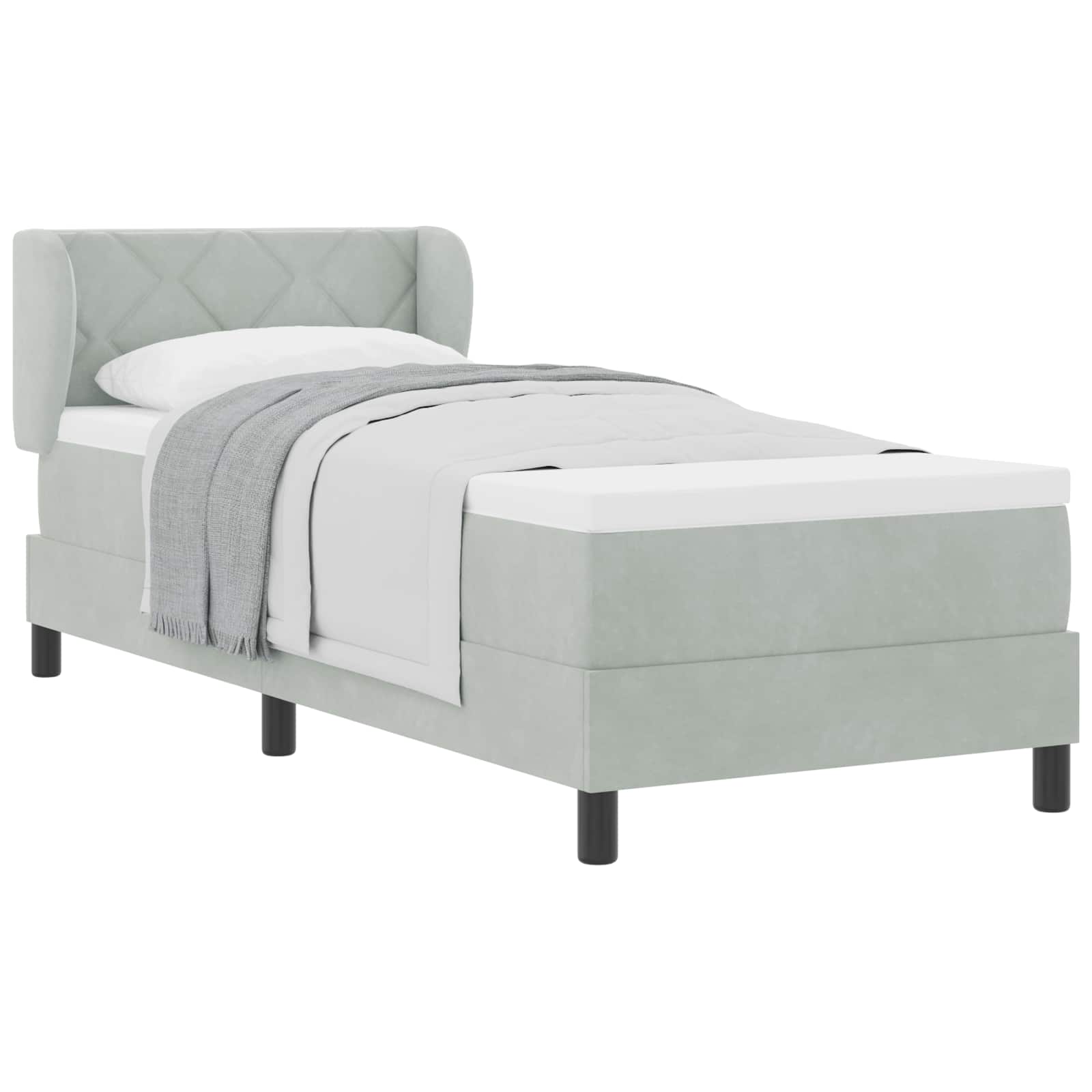 Letto a molle con testiera Grigio chiaro 80 x 200 cm Velluto | homemem39