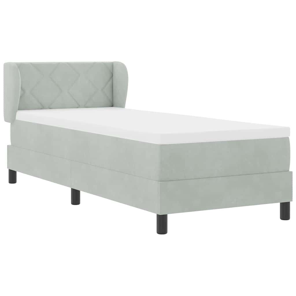 Letto a molle con testiera Grigio chiaro 80 x 200 cm Velluto | homemem39