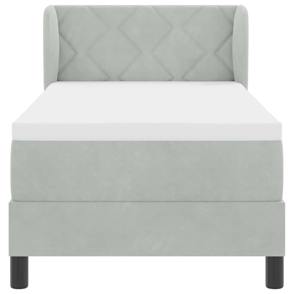 Letto a molle con testiera Grigio chiaro 80 x 200 cm Velluto | homemem39