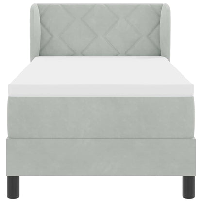 Letto a molle con testiera Grigio chiaro 80 x 200 cm Velluto | homemem39