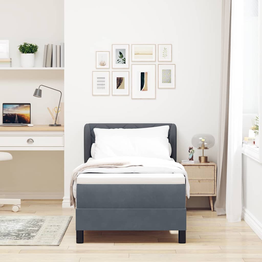 Letto a molle con testiera Grigio scuro 80 x 200 cm Velluto | homemem39