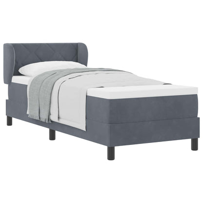 Letto a molle con testiera Grigio scuro 80 x 200 cm Velluto | homemem39
