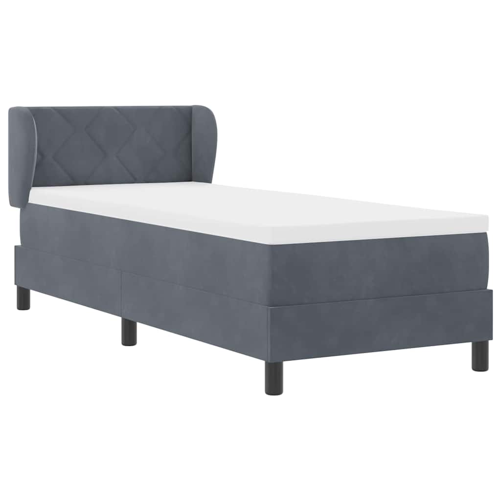 Letto a molle con testiera Grigio scuro 80 x 200 cm Velluto | homemem39