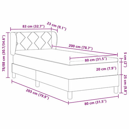 Letto a molle con testiera Grigio scuro 80 x 200 cm Velluto | homemem39