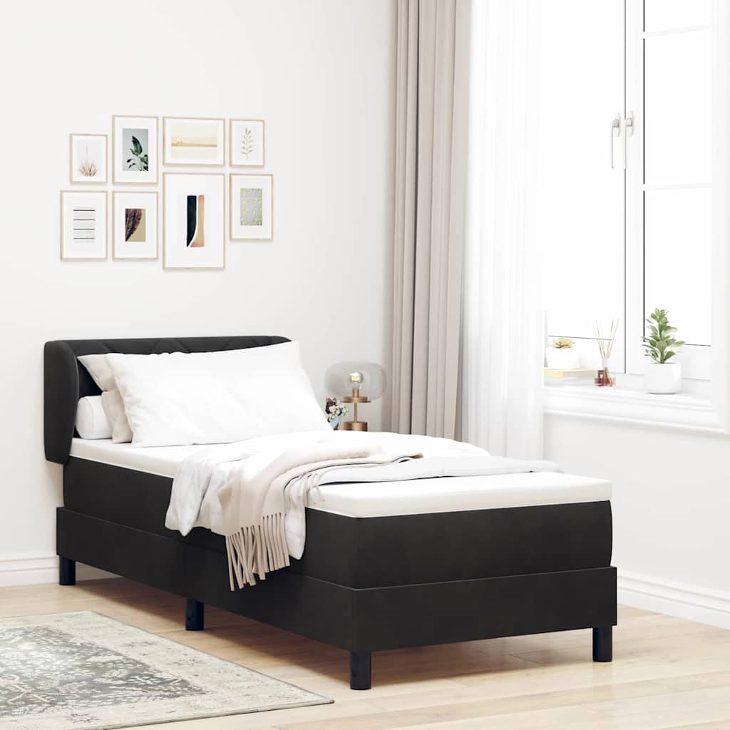 Letto a molle con testiera Nero 80 x 200 cm Velluto