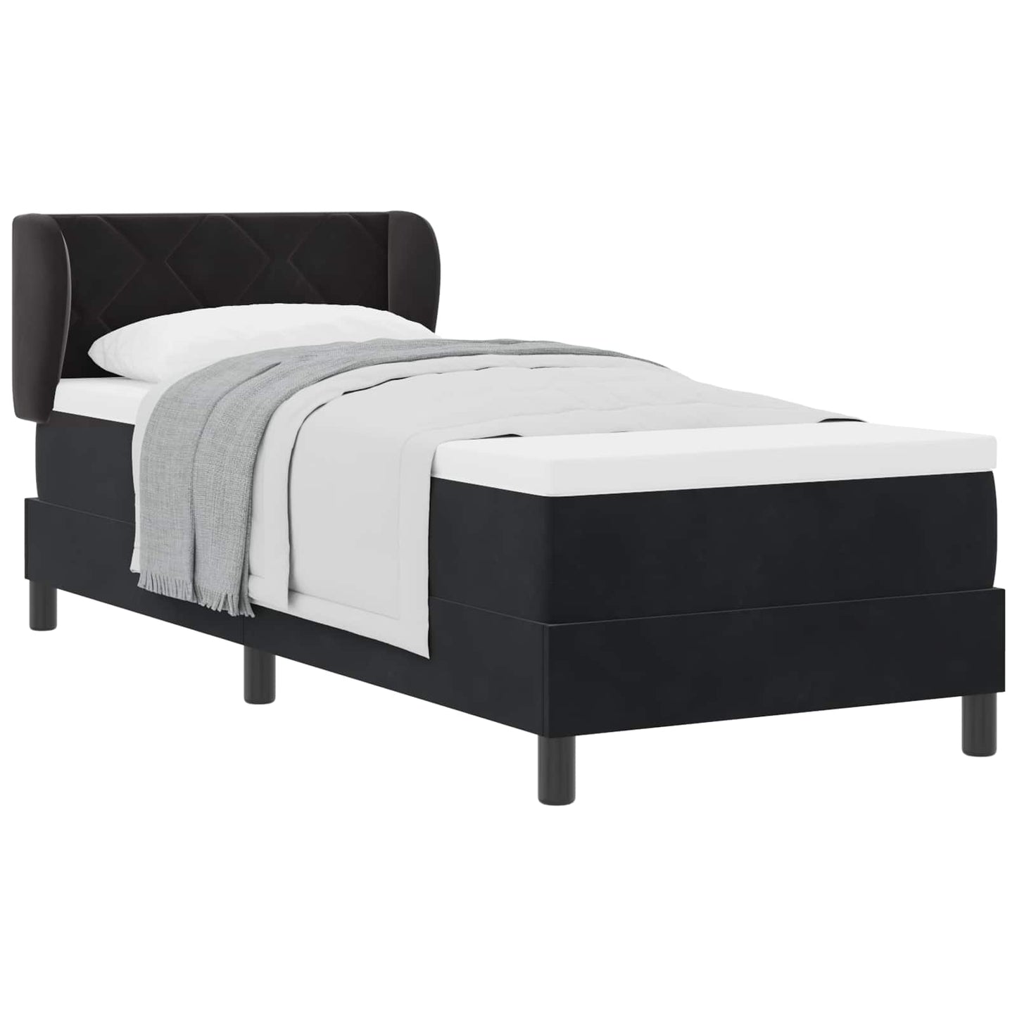 Letto a molle con testiera Nero 80 x 200 cm Velluto | homemem39