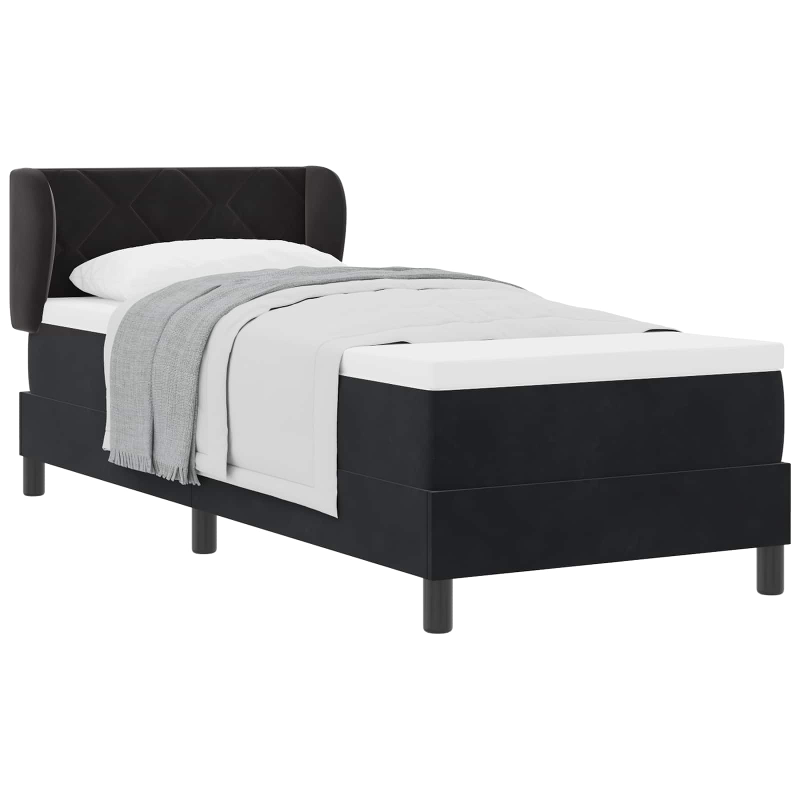 Letto a molle con testiera Nero 80 x 200 cm Velluto | homemem39