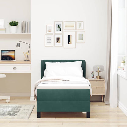 Letto a molle con testiera Verde scuro 80 x 200 cm Velluto | homemem39