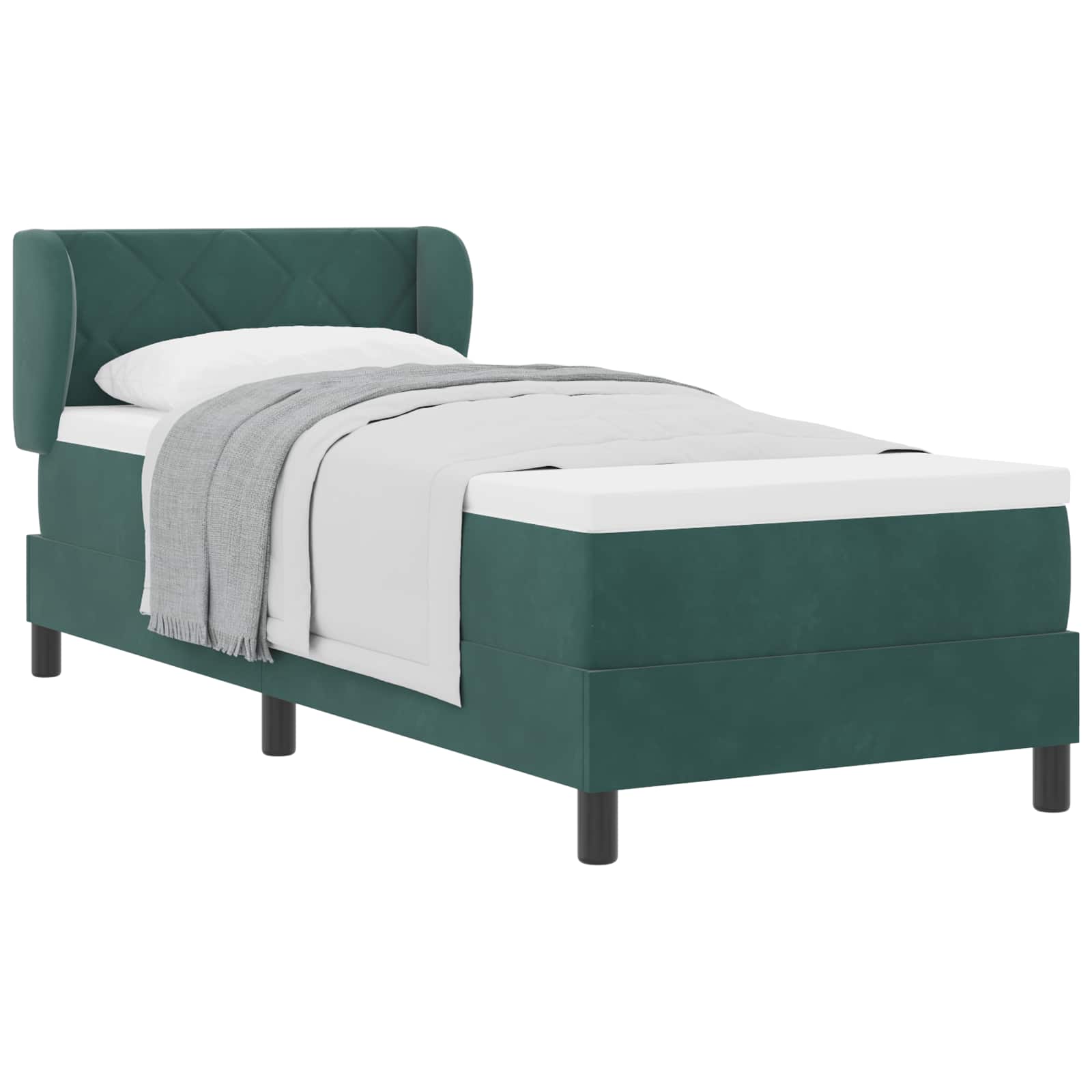 Letto a molle con testiera Verde scuro 80 x 200 cm Velluto | homemem39