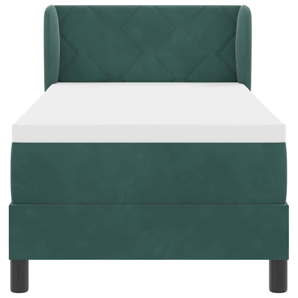Letto a molle con testiera Verde scuro 80 x 200 cm Velluto | homemem39