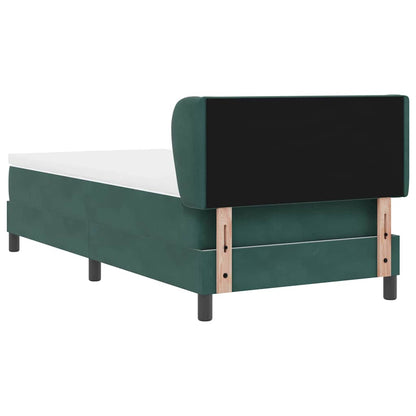 Letto a molle con materasso Verde scuro 90 x 190 cm Velluto
