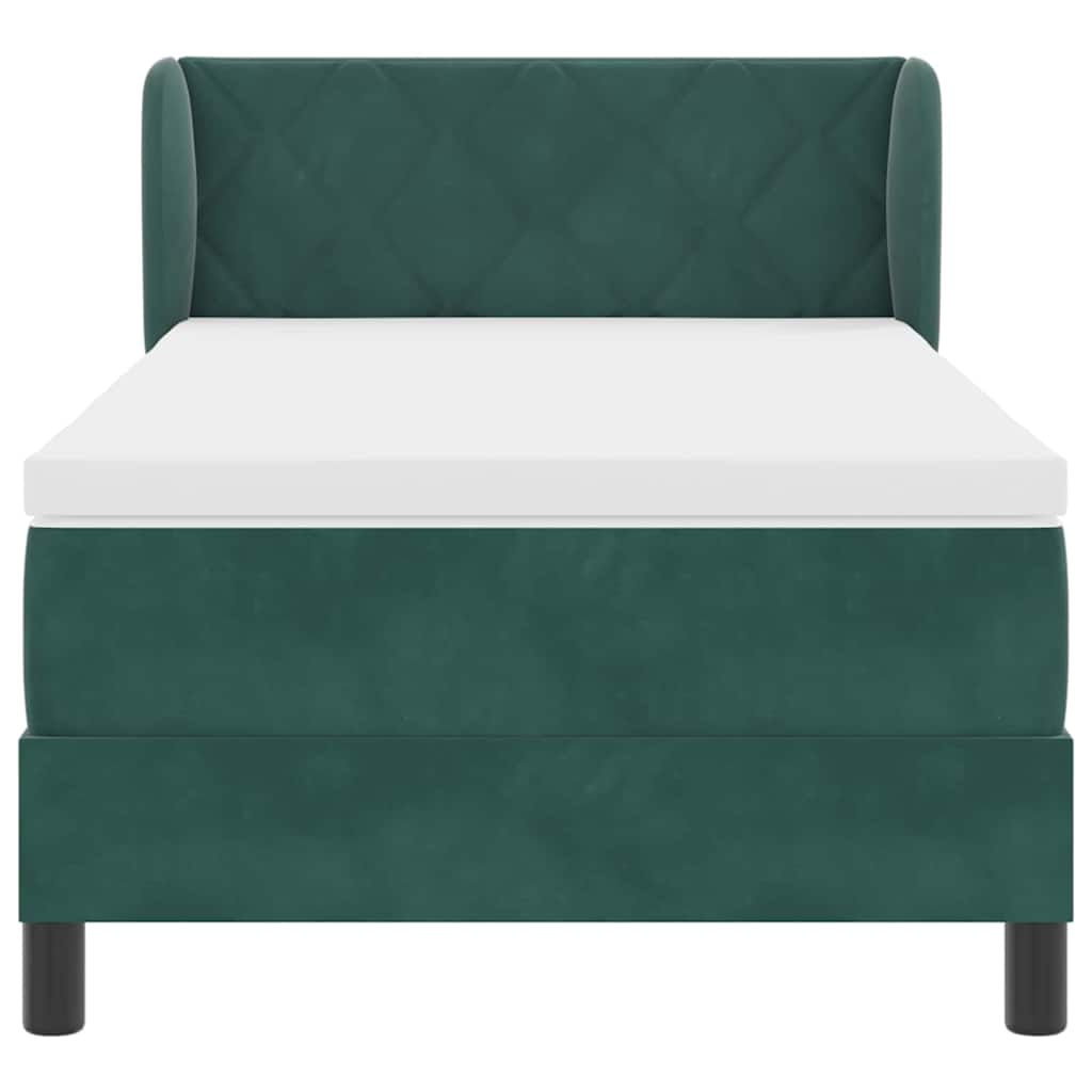 Letto a molle con materasso Verde scuro 90 x 190 cm Velluto