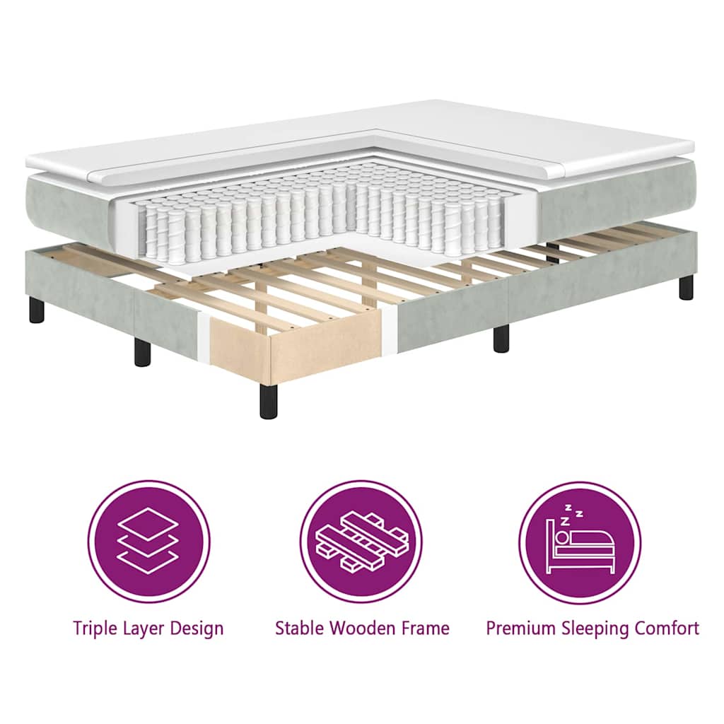 Letto a molle con testiera Grigio chiaro 90 x 200 cm Velluto | homemem39