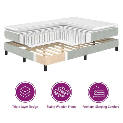 Letto a molle con testiera Grigio chiaro 90 x 200 cm Velluto | homemem39