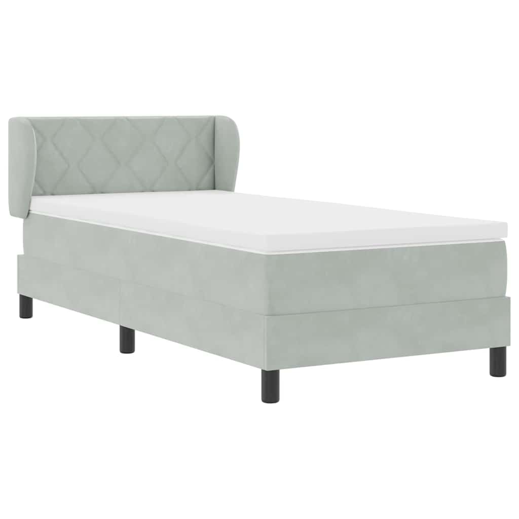 Letto a molle con testiera Grigio chiaro 90 x 200 cm Velluto | homemem39