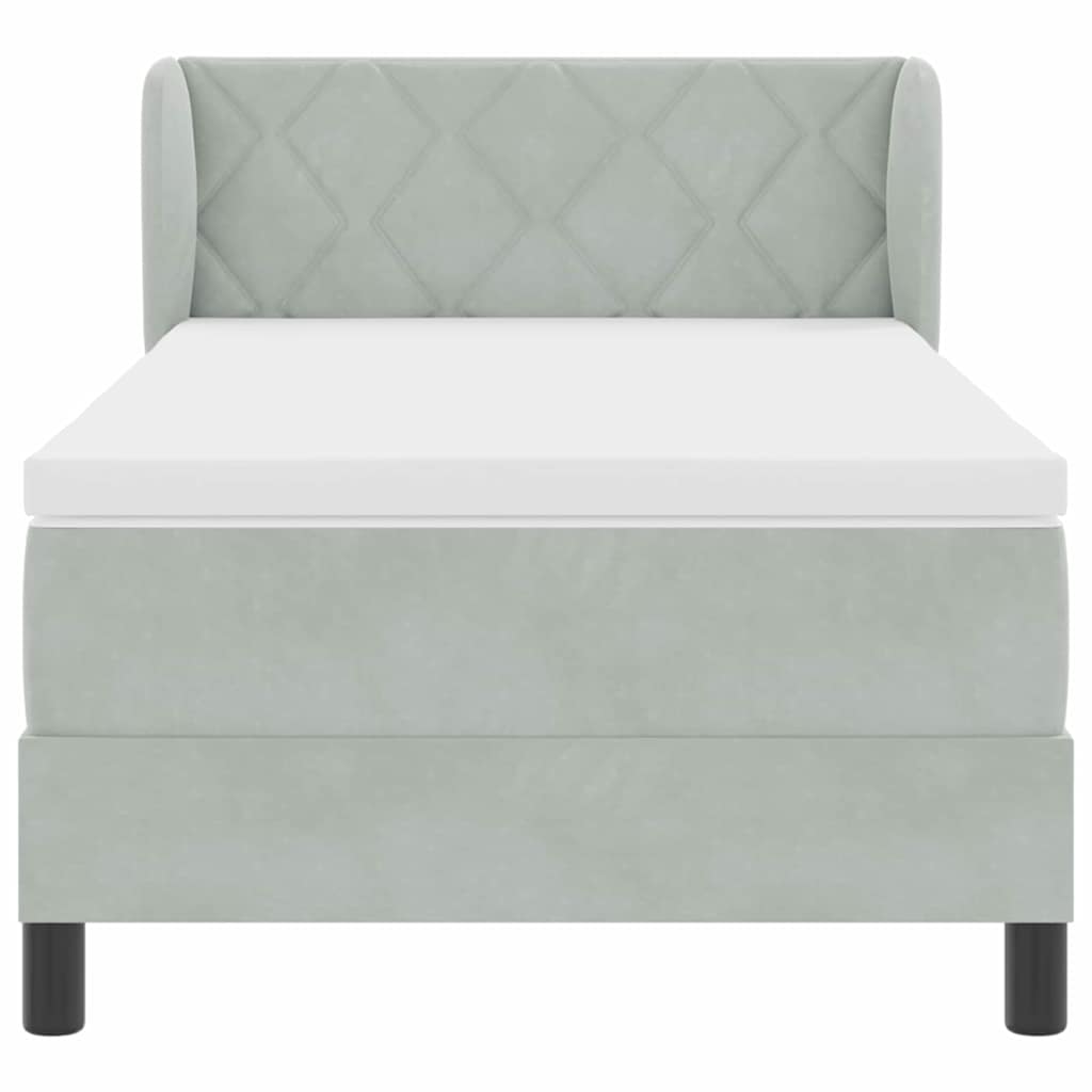 Letto a molle con testiera Grigio chiaro 90 x 200 cm Velluto | homemem39