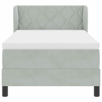 Letto a molle con testiera Grigio chiaro 90 x 200 cm Velluto | homemem39