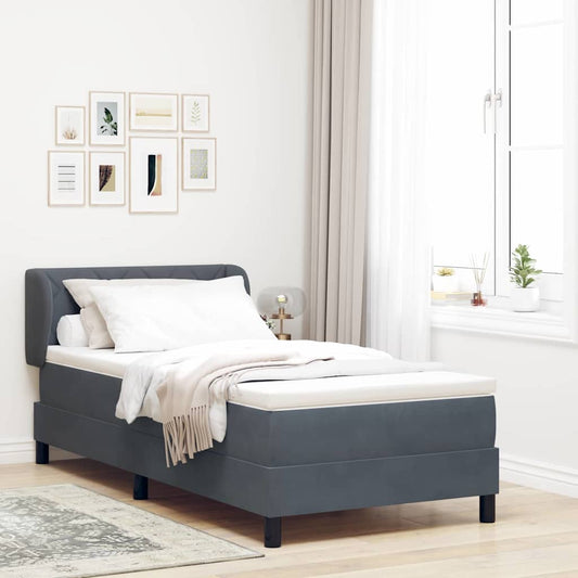 Letto a molle con testiera Grigio scuro 90 x 200 cm Velluto | homemem39