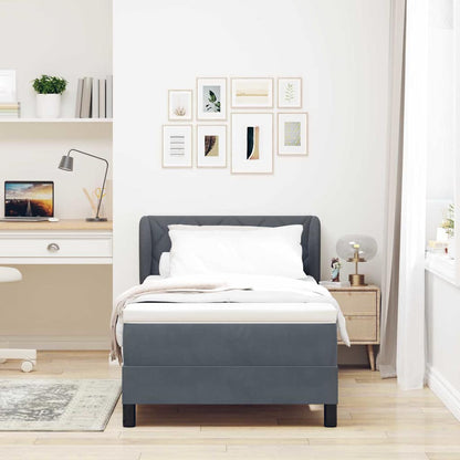 Letto a molle con testiera Grigio scuro 90 x 200 cm Velluto | homemem39