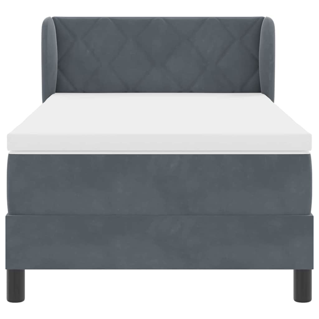 Letto a molle con testiera Grigio scuro 90 x 200 cm Velluto | homemem39